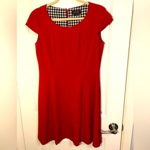 Red cap-sleeved Tahari dress